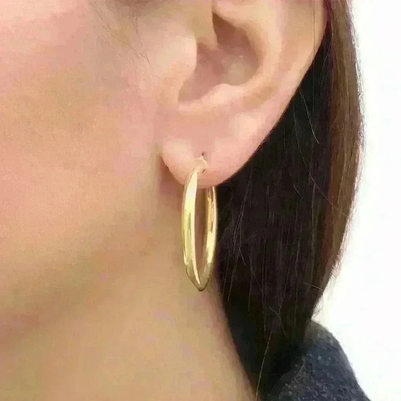 NWT Classic 18K Gold-Plated/1.7" Double Hoop Hypoallergenic Earrings - Picture 14 of 15